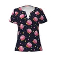 thumbnail image 3 of Naloa Cartoon Donut Planets Print T-Shirts Short Sleeve V Neck Tees for Women Fashion Tops Trendy Lightweight Soft Casual Summer Outfits Clothes, 3 of 5