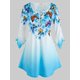 thumbnail image 1 of Talla grande Mariposa Floral Impresión Funda de campana Ombre Color Tee Rosegal Camisetas tallas grandes, 1 of 5