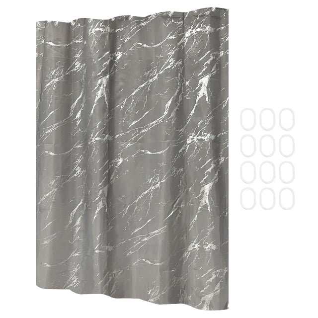 Cortina de ducha con 12 ganchos, 180 x 180 cm, para baño de hotel Gris