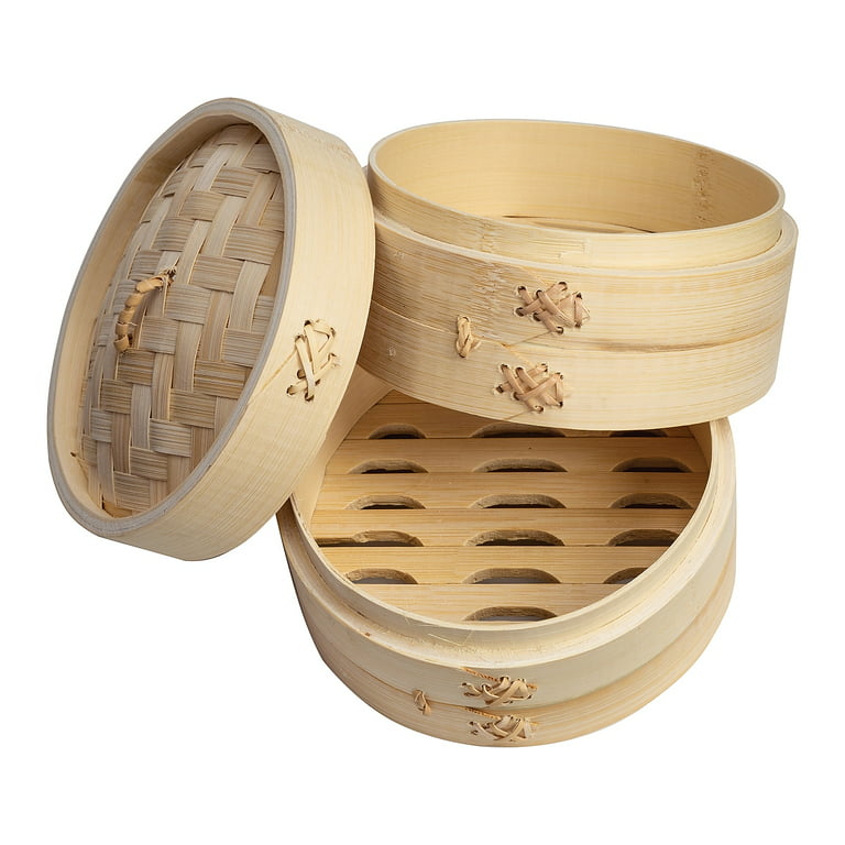 Hand-made Traditional Bamboo Steamer Basket 2 Tier with Lid Set Kitche –  mammafong