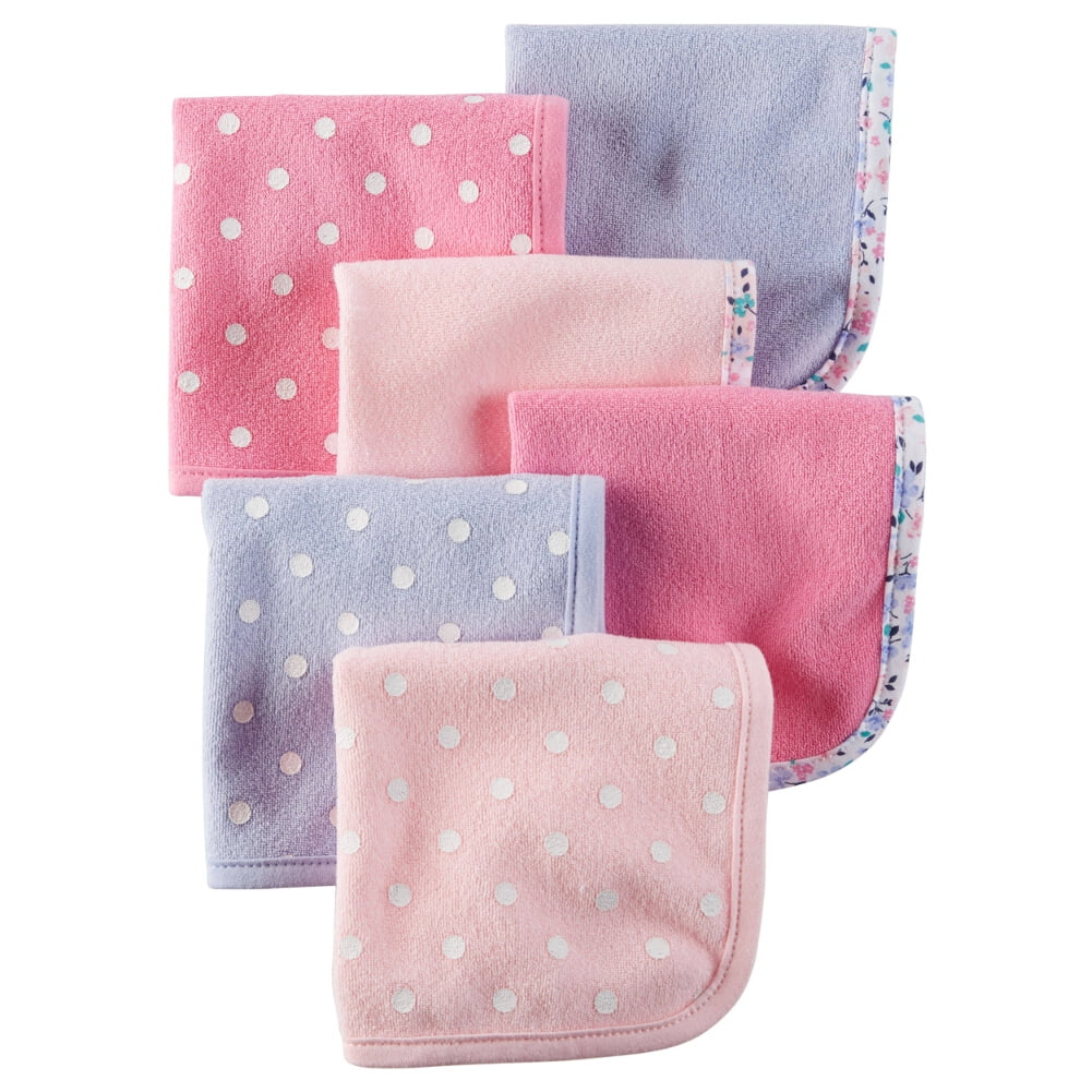 Carters 6Pack Terry Washcloths Pink