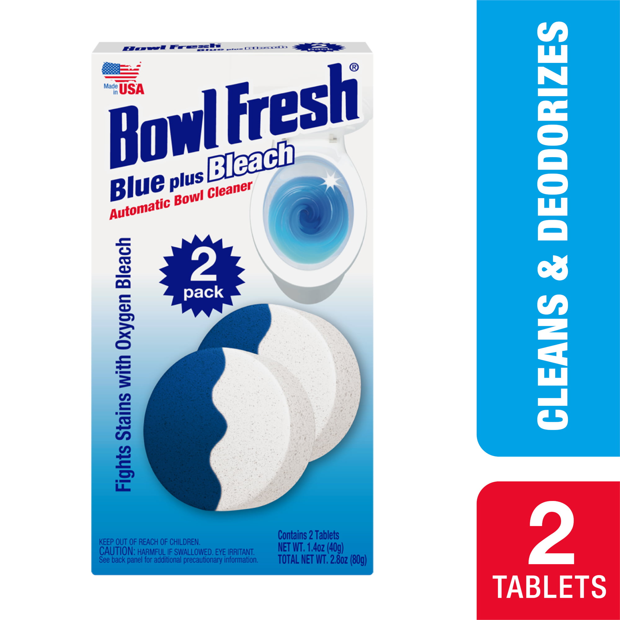 Bowl Fresh Automatic Toilet Bowl Cleaner, Bowl Freshener with Borax and Bleach, 2 Ct
