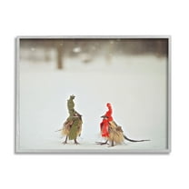 Stupell Industries Birds In Scarves Winter Snow Animals & Insects Photography Gray Framed Art Print Wall Art