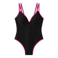 thumbnail image 3 of BSDJILFG Womens Petite One-Piece Swimsuits Cross Back V-Neck Adjustable Straps Double Support Slimming Bathing Suit, 3 of 6