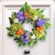 thumbnail image 1 of Corona de imitación de hortensia naranja 2025, decoración para puerta de sala de estar, 35 x 35 cm, pequeña y exquisita., 1 of 7
