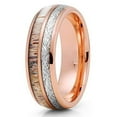 thumbnail image 4 of Silly Kings Deer Antler Ring - Meteorite Ring - Rose Gold Tungsten Ring - 8mm (11), 4 of 4