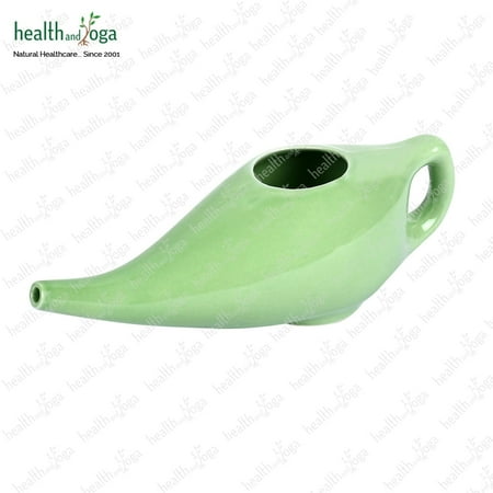 SoulGenie Classico Leak Proof Durable Ceramic Neti Pot - Nasal Irrigator - Green