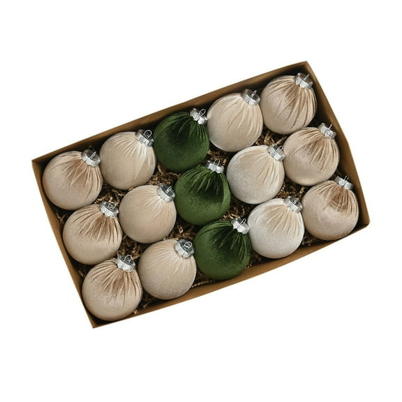 12PCS Flocked Christmas Balls - 3.1" Velvet Green Xmas Tree Ornaments Set, Shatterproof Baubles for Holiday Home Decor 2025