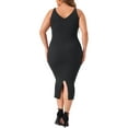 thumbnail image 3 of Agnes Orinda Women's Plus Size Dress Sleeveless V Neck Casual Ribbed Knit Bodycon Cami Dress 1X Black, 3 of 5