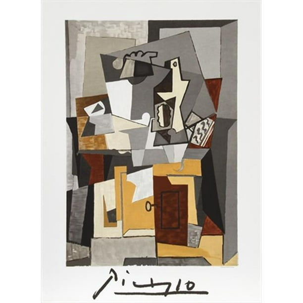 Pablo Picasso 22595 Le Peintre, Lithographie sur papier 29 In. x 22 po -  vert, bleu, rouge, beige