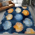 thumbnail image 3 of Area Rugs 6 X 9 ft Rug for Living Room Soft Non Slip Rug Low Pile Watercolor Shell Painting Printed Area Rugs Bedroom Farmhouse Dining Room, Home Decor Indoor Dark Blue, 3 of 7
