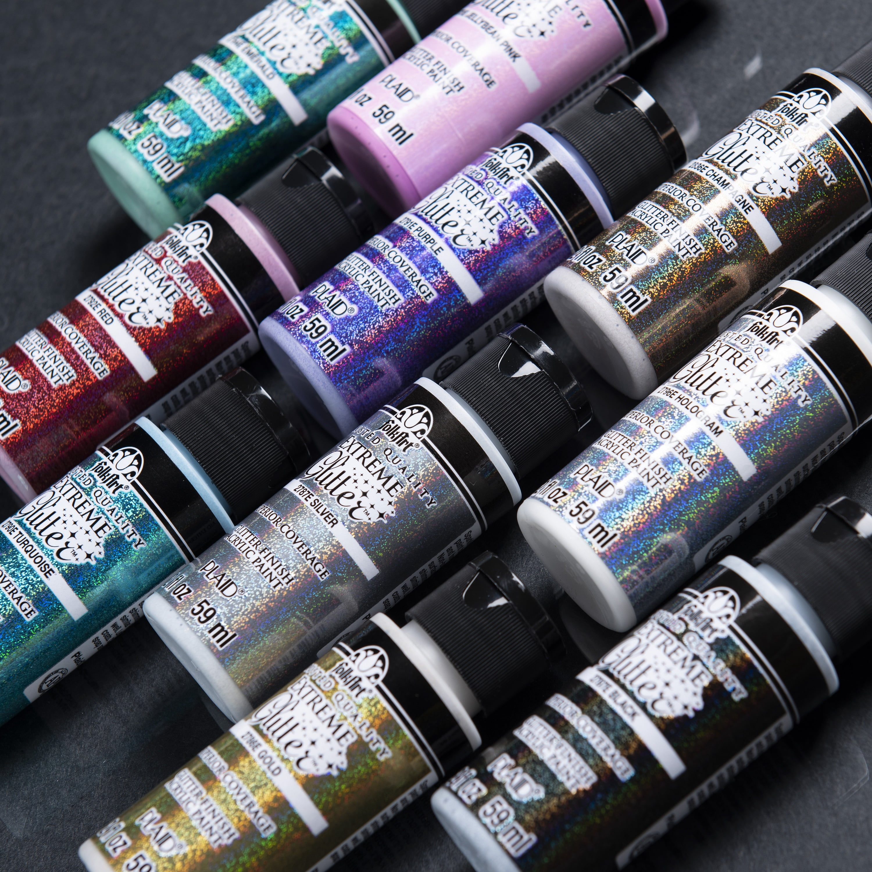 FolkArt Extreme Glitter Acrylic Craft Paint Set, 2 fl oz, 10 Colors