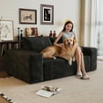 thumbnail image 2 of 63" 2Setaser Sofa,Corduroy Fabric,Deep Seat Couches,Comfy Loveseat Sofa,No Assembly,1pcs for Living room, Bedroom,Conference room ,Apartment,Black, 2 of 5