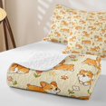 thumbnail image 4 of Manfei Cute Dalmatian Corgi Twin Quilt Set, Spring Tulip Flower Twin Coverlet Set, Cream, 2-Piece, 1 Bedspread and 1 Pillowcase, 4 of 7