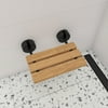 ALFI brand ABS16R-BM Black Matte 16" Wide Foldable Teak Shower Seat with Round Hardware