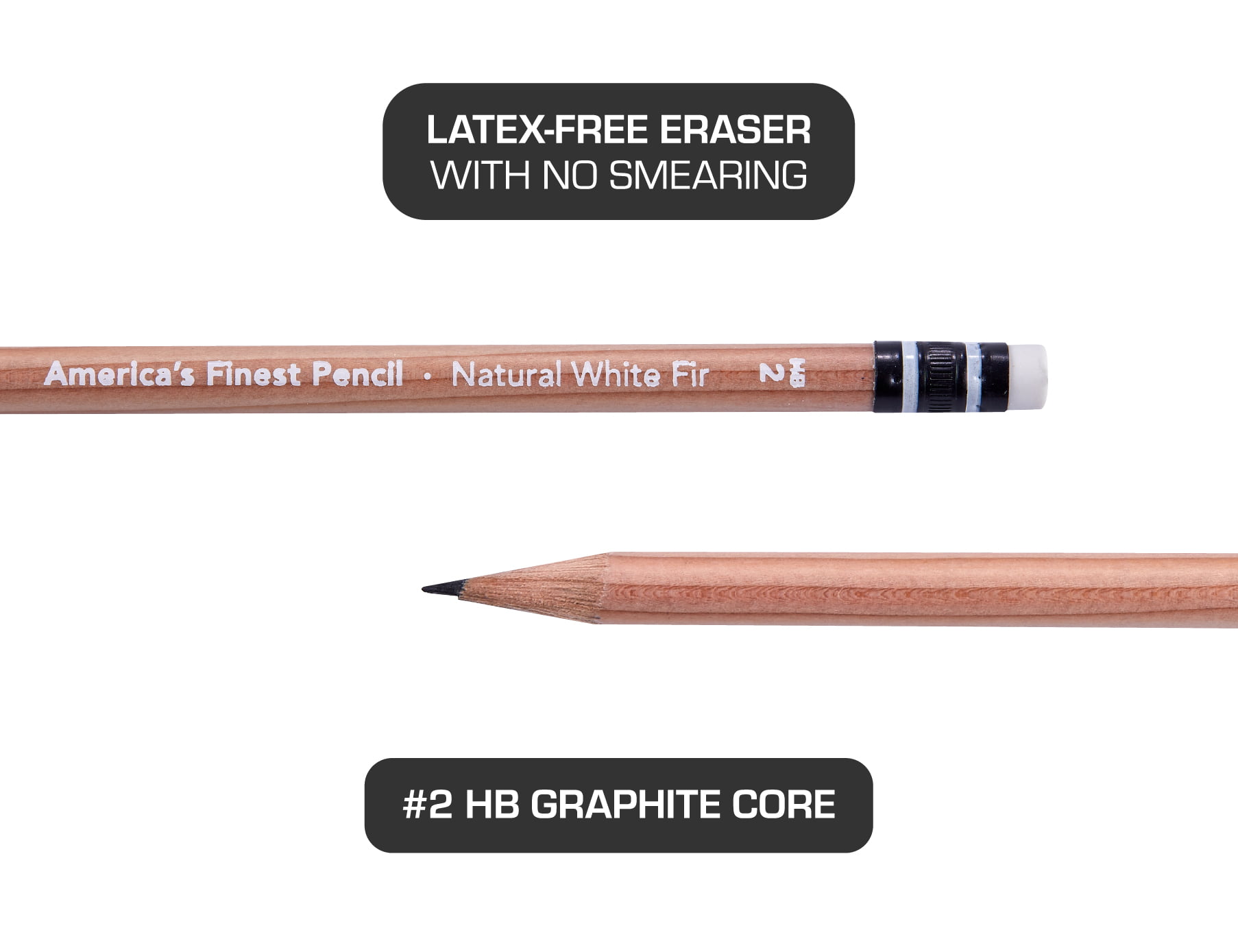 12 Pack Made in USA Responsibly Sourced Wood Cased HB Graphite Core Americas Finest Pre-Sharpened #2 Pencils Matte Black Coating 