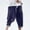 Blue, variant on Men's Linen Harem Capri Pants Loose Fit Cropped Trouser Drawstring Elastic Waist Casual Summer Beach Yoga Trousers Gray L