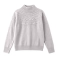 thumbnail image 6 of Womens Cozy Knit Sweater Solid Color Seamless Winter Semi-high Neck Knitted Pullover Long-sleeved Sweater Base Layer, 6 of 7