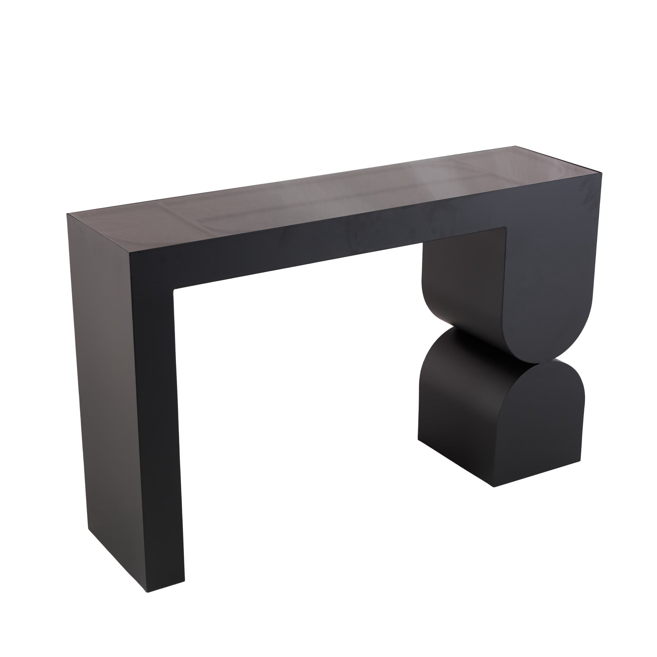 DecMode 47" x 30" Black Metal Rectangular Geometric Console Table with Stacked Arched Table Leg, 1-Piece