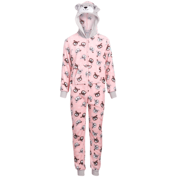 Rofe Girls' Pajamas – Plush Fleece Sleepwear with 3D Critter Hood (Size: 7-16) - Walmart.com