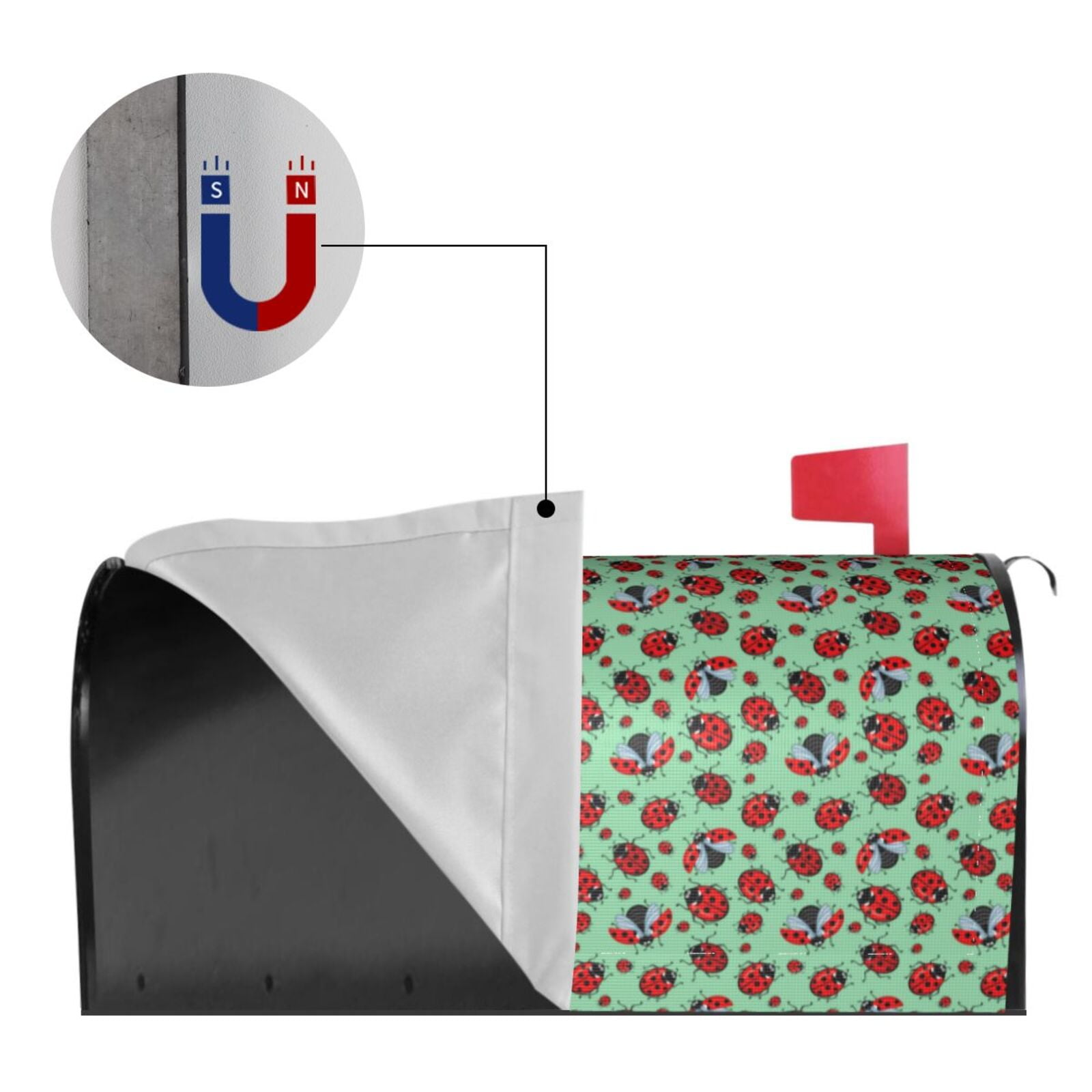 Logiee Ladybugs 3 Print Post Letter Box Wrap Decor, Mailbox Cover Suitable for Standard Mailbox and Large Size Mailbox,Outdoor Yard Decoration-21x18 in
