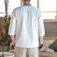 thumbnail image 4 of Camisas Para Hombre Manga Larga Camiseta de manga corta de algodón con cuello Retro para hombre, ropa Tang, placa con hebilla, camiseta informal de algodón transpirable Hanfu para hombre (White, L), 4 of 5