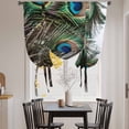 thumbnail image 3 of Peacock Feather Balloon Curtains for Living Room/French Door, Teal Blue Bird Feather Modern Art Printed Tie Up Curtains 63 Inch Length Energy Saving Kitchen Curtains Shades for Windows 42"x63", 3 of 8
