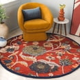 thumbnail image 2 of SAFAVIEH Blossom Dederick Floral Area Rug, Orange/Blue, 6' x 6' Round, 2 of 7