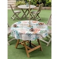 thumbnail image 3 of Outdoor Tablecloth with Umbrella Hole and Zipper, Teal Red Seahorse Coastal Round Table Cloth 60 Inch Waterproof Tablecloth, Vintage Nautical Beach Coral Starfish Picnic Table Cover for Patio Camping, 3 of 7