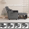thumbnail image 3 of Vabches 3 in 1 Sofa Recliner with USB Port, Velvet, Convertible Bed and Chair, for Home or Office, Gray, 3 of 7