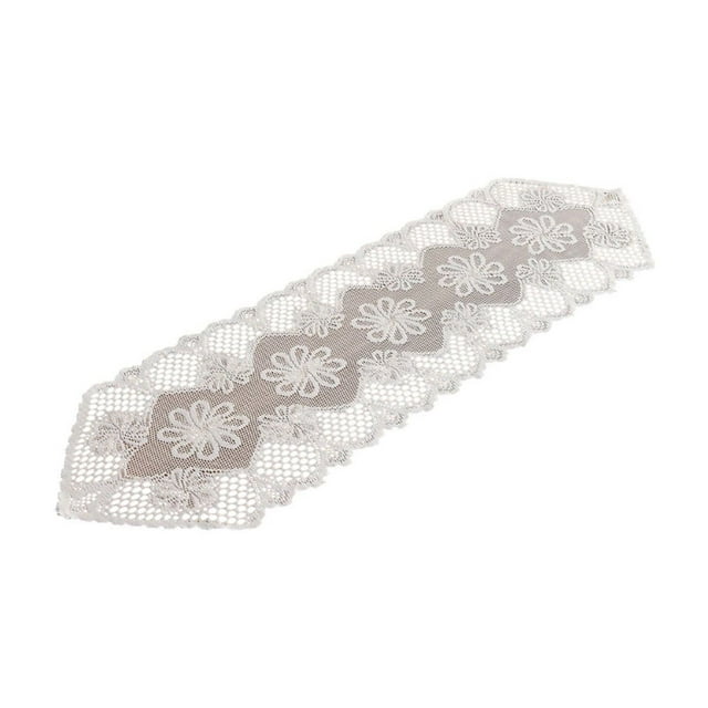 SDNall Flowers for Decoration, White Dining Table, White Hollow Lace Table Flag Beautiful Flower Tablecloth Table Flag Home Dining Table Decoration 13.78X45.28 Inches, White Lace Tablecloth