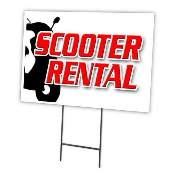 SCOOTER RENTAL 12"x16" Yard Sign & Stake | Advertise Your Business | Stake Included Image On Front Only | Made in The USA