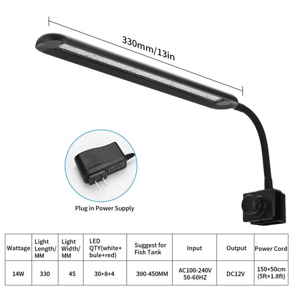 Led Clip Light 3 Modes 3h/6h/12h Timing Adjustable Brightness Landscaping Light For Aquarium Fish Tanks