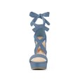 thumbnail image 6 of BLISSFUL STEP Women's Lace Up Platform Block Heel Sandals Haze Blue 9, 6 of 7