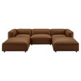 thumbnail image 2 of Modway Auren 5-Piece Upholstered Vegan Leather Modular U-Shaped Sofa in Coffee, 2 of 9