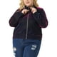 thumbnail image 1 of FAB CURVES Chaquetas de malla de talla grande para mujeres, chaqueta holográfica de manga larga con cremallera para fiestas 1X Azul Púrpura, 1 of 5