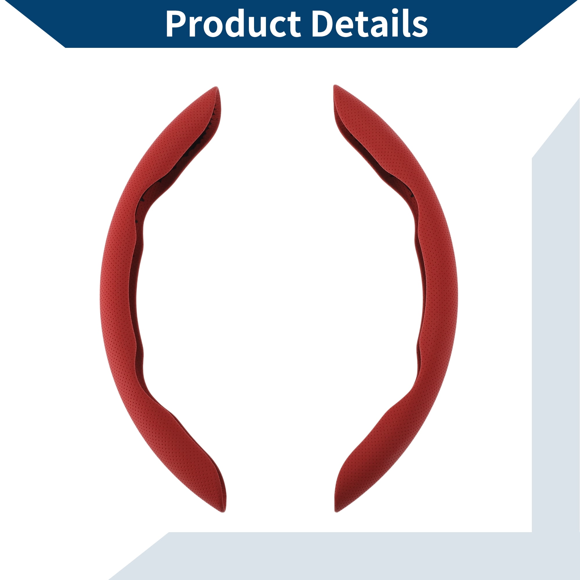Unique Bargains PU Steering Wheel Cover Rubber Car Steering Wheel Protector Red 2 Pcs