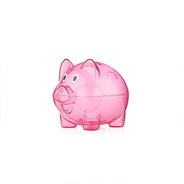 transemion PS Money Saving Box Portable Reusable Removable Stopper Replacement Transparent Animal Shape Coin Case Bank Birthday Gift Rose red S