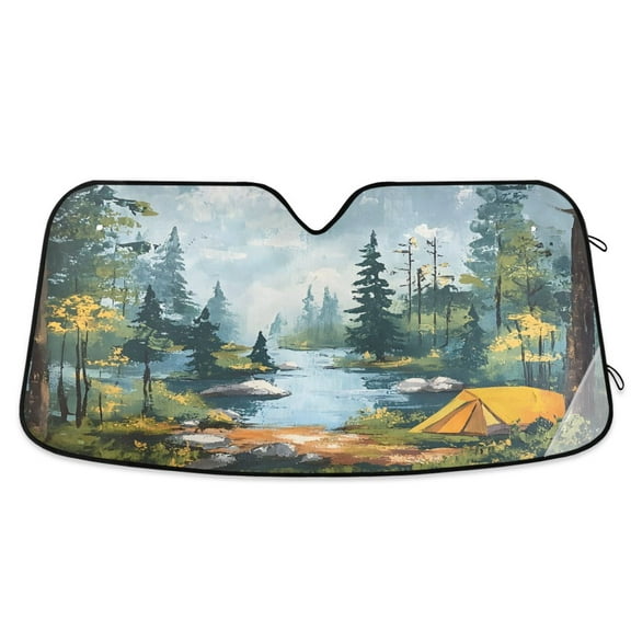 ALAZA Watercolor Forest Windshield Sun Shade Car Foldable Sun Visor Block UV Rays Protector 55"x27.6"