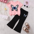 thumbnail image 2 of Toddler Baby Girl Boho Summer Clothes Cotton Linen Outfit Tie Up Ruffle Camisole Tops Pants 2 Piece Set T-Shirt Elastic Waist Shorts Set Print Summer 2pcs Set Dailywear Set 3-4 Years, 2 of 3