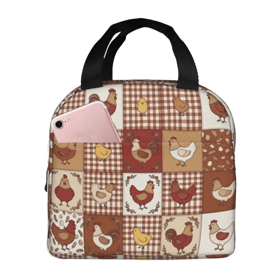 Chicken Lunch Bag Lunch Box For Women Men, Reusable Insulated Lunch Tote Bag, Thermal Cooler Sack Food Handbags High Capacity For Work Travel Picnic