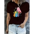thumbnail image 2 of Short Sleeve Cartoon Graphic Print Women's Casual Sports T-shirt, Round Neck Cute, 2 of 7
