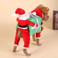 thumbnail image 4 of Pet Clothes, Christmas Winter Warm Santa Claus Riding on Dog Pet Cosplay Hoodie Costume for Dogs Cats, 4 of 8