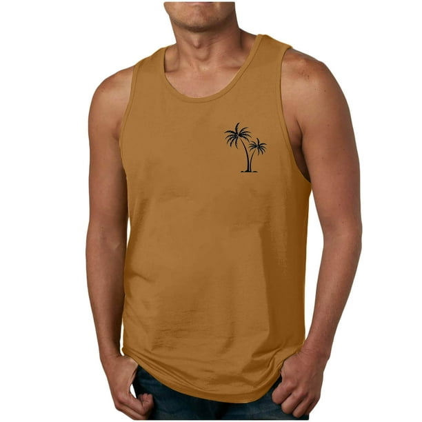 Camisas de Suéter para Hombre sin Mangas Impresión Cuello Redondo Tanque Deportivo, Top de Moda Casual para el Verano Al Aire Libre