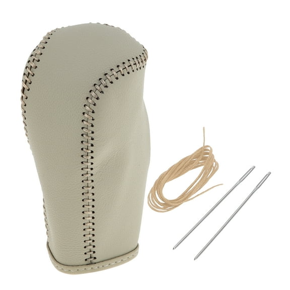 Unique Bargains Anti-Slip Gear Shift Knob Cover Car Stick Shifting Handle Protector for Volvo S80 2007-2012 Beige Beige Faux Leather