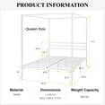 thumbnail image 7 of SHA CERLIN Queen Size Canopy Bed Frame with Metal Slats Support, White, 7 of 7