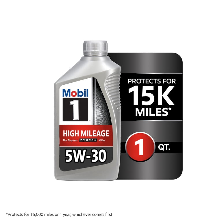 Mobil 1 High Mileage Full Synthetic Motor Oil 5W-30, 1 Quart