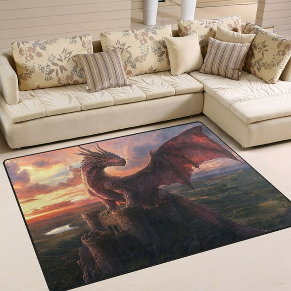 BZSMCE Vintage Area Rugs Dragon Pattern Creative Area For Home