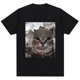 thumbnail image 1 of Camiseta divertida de gato Stare de mil yardas camiseta Vintage de estilo Humor de alta calidad ropa informal de algodón de gran tamaño para hombres y mujeres, 1 of 7