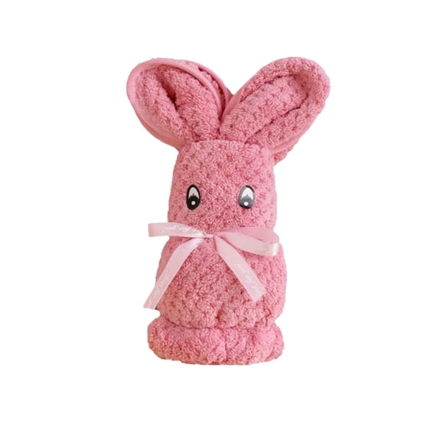 Toallita Toalla de mano plegable de felpa con diseño de conejo de coral rojo rosa para niños, tela de rizo suave, regalo (1 unidad) JASKFLY
